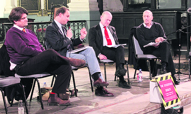 Building a case: Tower Hamlets Mayor John Biggs (centre, right) on the panel discussing the viability of the proposals